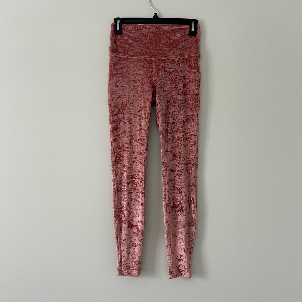 Lululemon Special Edition Wunder Lounge High Rise Crushed Velvet Soft Cranberry